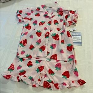 Strawberry Print Pink Kids Pajamas